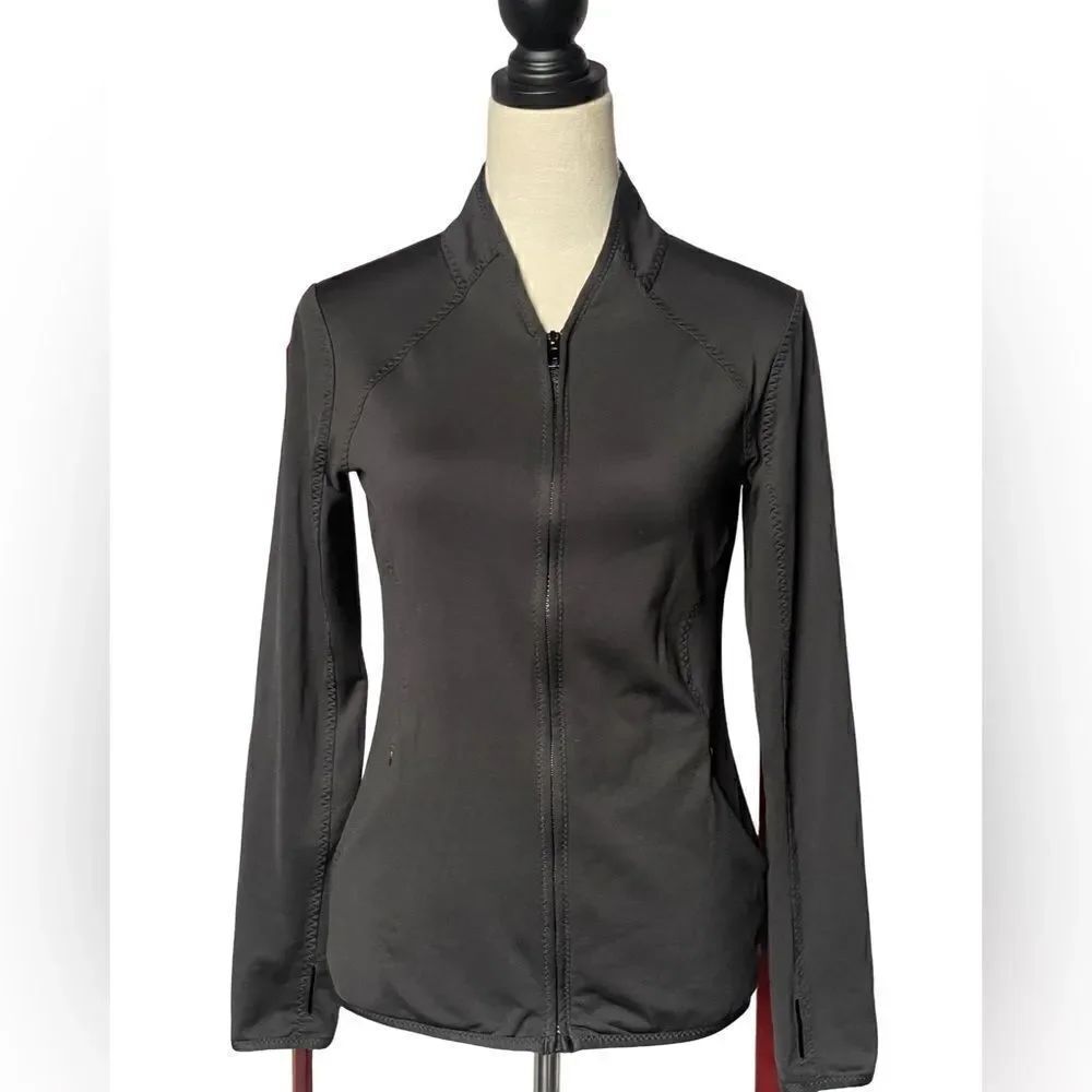 Layer 8 Black Full Zip Fleece Lined Lightweight Athletic Jacket (Size: Small)
